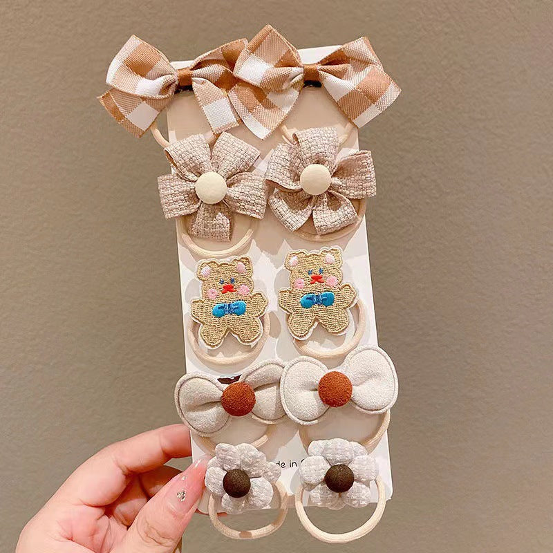 Wholesale Multi Piece Set Autumn and Winter Plush Hair Clip, Children's Coffee Color Cute Forehead Bangs Hair Clip